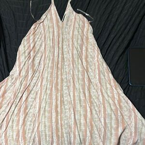 Flowy Pink and Cream Striped Dress